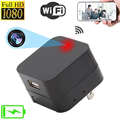 ALON HD 1080P WIFI USB Charger Camera Mini Covert Wireless Wall Adapter IP Cameras Secret Plug Security Cam for Home Support Android iPhone APP Motion Detection Alarm