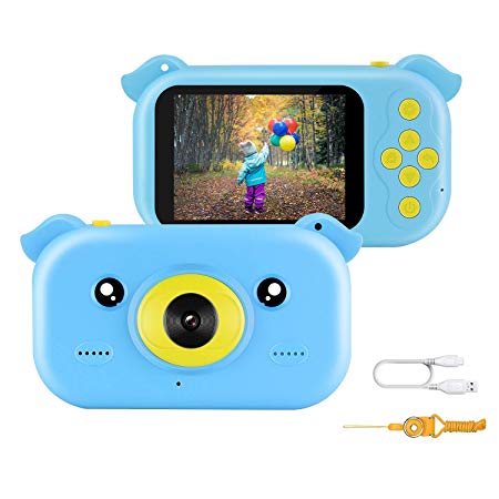 Kids Digital Camera, JAMSWALL 12MP Ultra-thin Toys Camera HD Video Action with 2.4 inch 1080P Screen & Lanyard Anti-Drop Design Mini SLR Supports USB OTG phone transfers Boys Girls Creative gifts