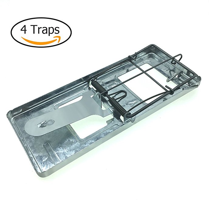 Trapro Rat Trap Rat Snap Trap Metal Rat Trap for Rats and Other Large Rodents (Pack of 4)
