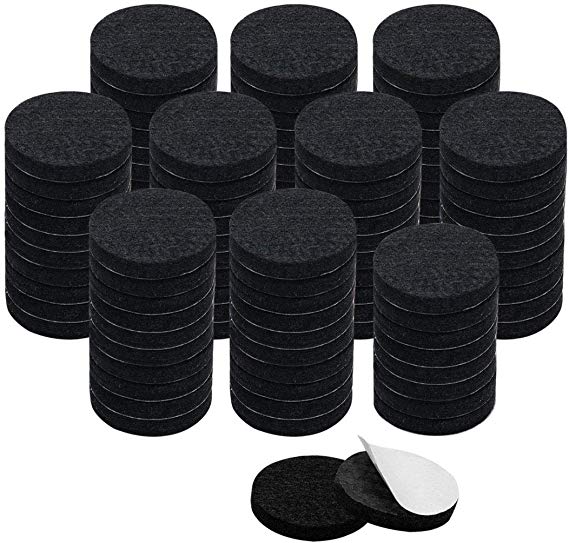 uxcell 100pcs Furniture Felt Pads Round 1 1/8" Self-stick Non-slip Anti-scratch Pads for Cabinet Chair Feet Leg Protector Black