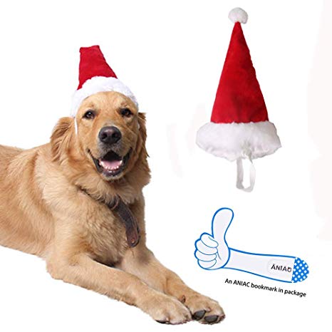 ANIAC Children Large Pet Costume Red Christmas Hat Pointed Xmas Cap for Kids Big Dogs¡­