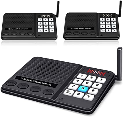 Intercoms Wireless for Home - Long Range 1 Mile Wireless Intercom System with 10 Channel 3 Code for Business House Office – Room to Room Intercom Clear Sound Home Communication System (3 Pack)