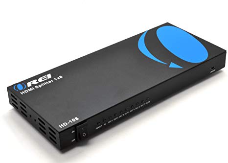 Orei HD-108 1x8 8 Ports HDMI Powered Splitter for Full HD 1080P & 3D Support (One Input to Eight Outputs)