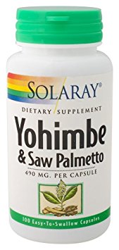 Solaray - Yohimbe & Saw Palmetto, 490 mg, 100 capsules