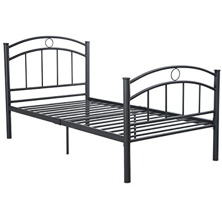 Giantex 83"x42"x35" Black Metal Bed Frame Platform Twin Size Bedroom Home Furniture (Black)