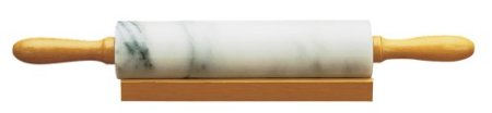 Fox Run Marble Rolling Pin with Wood Base, White