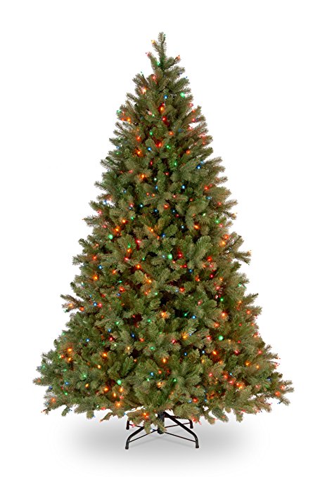 National Tree 7 1/2' "Feel-Real" Downswept Douglas Fir Tree, Hinged, 750 Multi-Colored Lights (PEDD1-325-75)