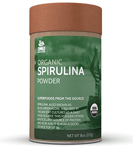 OMG! Superfoods Organic Spirulina Powder - 100% Pure, USDA Certified Organic Spirulina Powder – 8oz