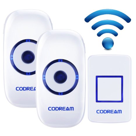 Codream Wireless Doorbell Portable Smart Home Digital Door Chime Operating at 1000ft/300m Range with 36 Chimes and 4-level Volume Battery Included