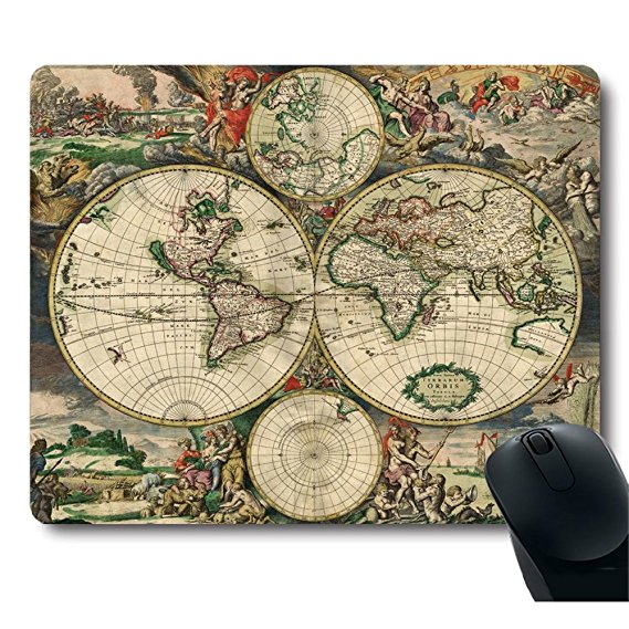 Decorative Art Print Vintage World Map Mouse Pad