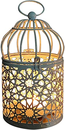 KASCLINO Bird Cage Candle Holder, Small Metal Tealight Hanging Bird Cage Lantern, Hollowed Out Vintage Decorative Hanging Candleholder, for Wedding Centerpiece Coffee Table Mantel Decor(Type: A)