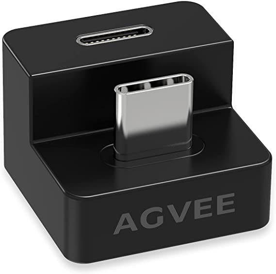 AGVEE [1 Pack] USB-C U-Shaped Adapter, 180 Degree Angled Type-C Female to Male Converter (Type-C 3.2 Gen 2) Video Audio 10G Data Extension Coupler Connector for Portable Display Monitor, Laptop, Black