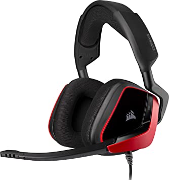 Corsair VOID ELITE Surround Gaming Headset (7.1 Surround Sound, Optimised Omnidirection Microphone with PC, PS4, Xbox One, Switch and Mobile Compatibility) Red