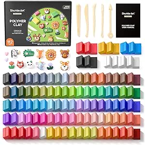 Shuttle Art 117 PCS Small Block Polymer Clay Kit, 95 Unique Colors & Extra Basic Colors, 5 Modeling Clay Tools, Non-Toxic, Non-Sticky, DIY Art Craft Gift for Kids Beginners