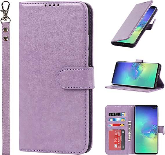 Sailor Tech Samsung Galaxy S10 Wallet Case with Hand Strap Magnetic Closure Premium PU Leather Protective Full Flip Cell Phone Cases Cover Purple