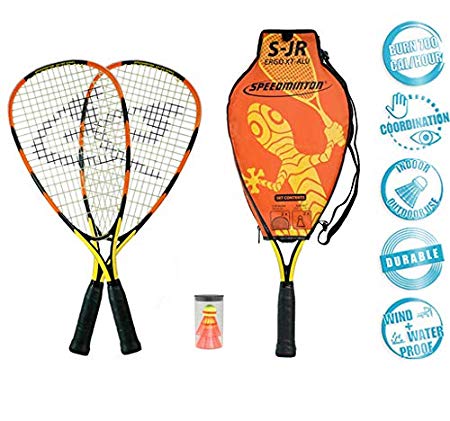 Speedminton Junior Set - Original Speed ​​Badminton/crossminton Children's Set Includes 2 Kids Rackets, 2 Fun Speeder and Bag.
