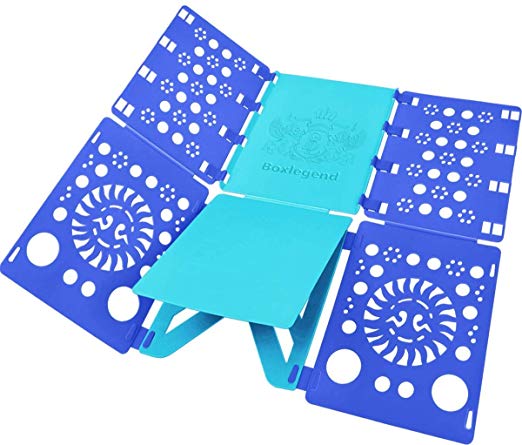 BoxLegend v2 Shirt Folding Board t Shirts Clothes Folder Durable Plastic Laundry folders Folding Boards flipfold (Blue-Blue)