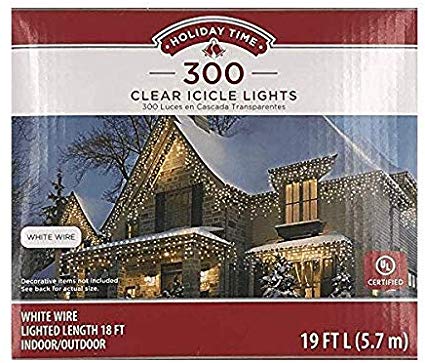 Holiday Times 300-count Icicle Outdoor String Lights Christmas Lights, Clear With White Wire