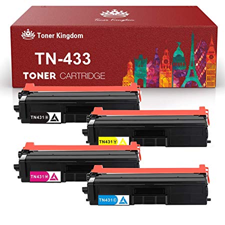 Toner Kingdom Compatible TN433 TN431 Toner Cartridge Compatible for Brother HL-L8360CDW MFCL8900CDW MFCL8610CDW MFCL9570CDW - 4 Pack