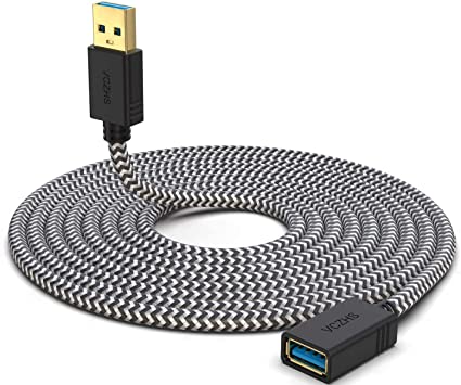 USB 3.0 Extension Cable 15ft, VCZHS Durable Braided USB 3.0 Extension Cable - A-Male to A-Female for USB Flash Drive, Card Reader, Hard Drive, Keyboard,Mouse,Playstation, Xbox, Printer, Camera