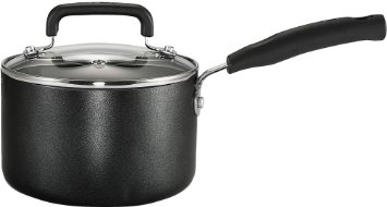 T-fal C11924 Signature Nonstick Expert Easy Clean Interior Dishwasher Safe PFOA Free Oven Safe 3-Quart Sauce Pan with Glass Lid Cookware Black