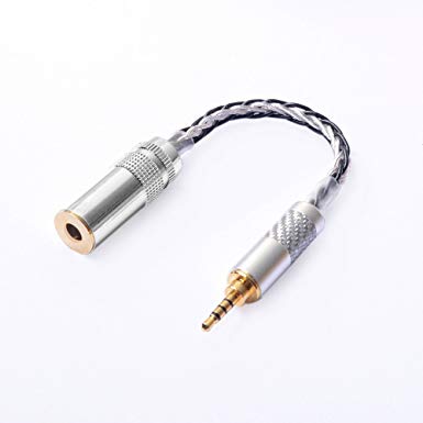 OKCSC Gold Plated 2.5mm Male to 4.4mm Female Stereo Audio Jack Adapter Cable Convert Cable for Headphone 8N Cable(Black-Silver)