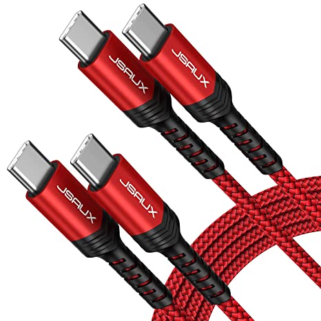 USB C to USB C 60W Cable, JSAUX[10ft 10ft] USB Type C Charger Fast Charging Cord Compatible with Samsung S21/S20/S10/A52, MacBook Air/Pro 13'', iPad Mini 6/iPad Pro2020/Air 4, Pixel 6, Switch-Red