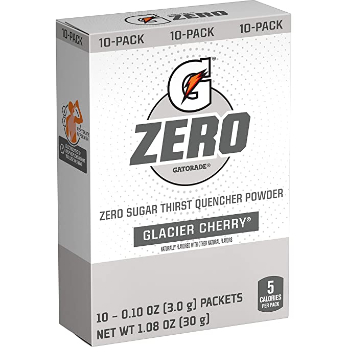 Gatorade G Zero Powder Packets Glacier Cherry 20oz 10ct