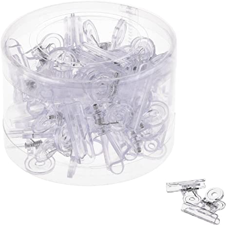 Bluecell 24pcs Clear Color Plastic Bulldog/Hinge Paper Clip for Office