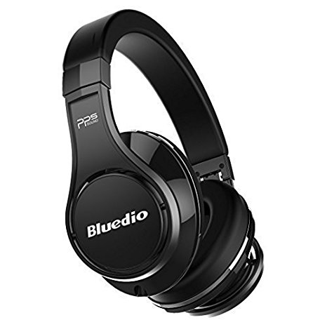 Bluedio U (UFO) High-End Bluetooth headphones Revolution Patented 8 Tracks /3D Sound Effect /Aluminum alloy build/Hi-Fi Rank wireless&wired Over-Ear headphones/headset with carrying hard case Gift-package (Black)