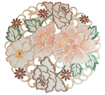 EcoSol Designs Flowery Table Placemats (15" Round, Fall Colors) 4-pack