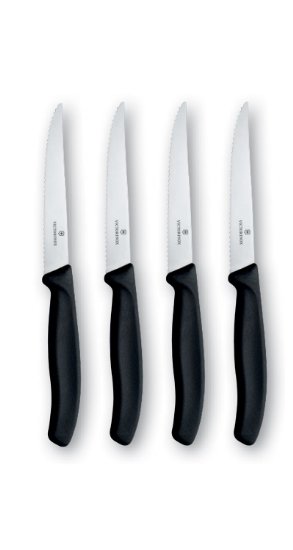 Victorinox Swiss Classic 4-Piece Steak Knife Set, 4-1/2-Inch Serrated Blades with Spear Tip