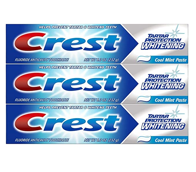 Crest Tartar Protection Whitening Toothpaste, Cool Mint Paste, 8.2 oz (232g) - Pack of 3