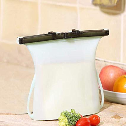 Silicone Food Bags, BPA Free Airtight Seal Reusable Food Storage Bag for Fruit Vegetables Meat Milk,Able to Freeze Steam Heat Microwave