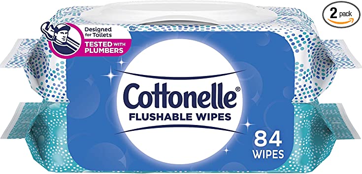 Cottonelle Flushable Wet Wipes for Adults, 2 Flip-Top Packs, 42 Wipes per Pack (84 Wipes Total)