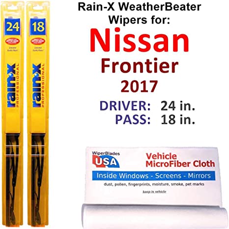 Rain-X WeatherBeater Wiper Blades for 2017 Nissan Frontier Set Rain-X WeatherBeater Conventional Blades Wipers Set Bundled with MicroFiber Interior Car Cloth