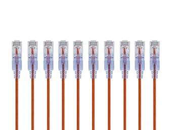 Monoprice Cat6A 6in Orange 10-Pk Patch Cable UTP 30AWG 10G Pure Bare Copper Snagless RJ45 SlimRun Series Ethernet Cable