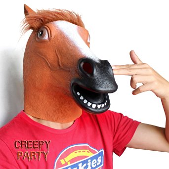 CreepyParty Deluxe Novelty Halloween Costume Party Latex Animal Horse Head Mask