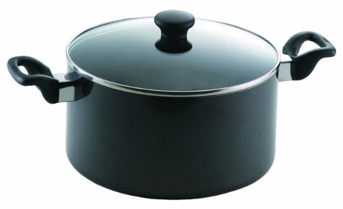 Mirro 47008 Get A Grip Nonstick Stockpot with Glass Lid Cover Cookware, 8-Quart, Black