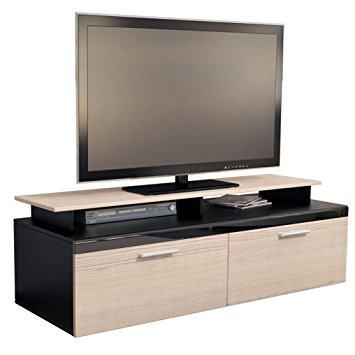 TV Stand Unit Atlanta, Carcass in Black matt / Front in Avola-Champagne with TV stand