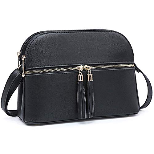 Dasein Women Tassel Zipper Pocket Crossbody Bag Shoulder Purse Fashion Travel Bag with Multi Pockets