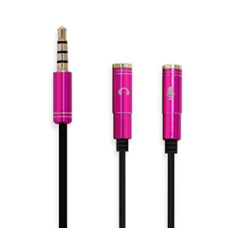 Conwork Headset Splitter Separate Headphone And Microphone Plugs 3.5mm Stereo Audio Male to 2 Female Mic Y Splitter Cable Adapter - 12-inch