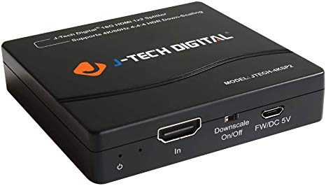 HDMI Splitter 4K 60Hz 1X2 Multi-Resolution Output (MRO) by J-Tech Digital HDMI 2.0 Splitter Supports downscale HDR HDR10 / Dolby Vision 4K@60Hz 4:4:4 HDCP2.3 2.2 (JTECH-4KSP2)