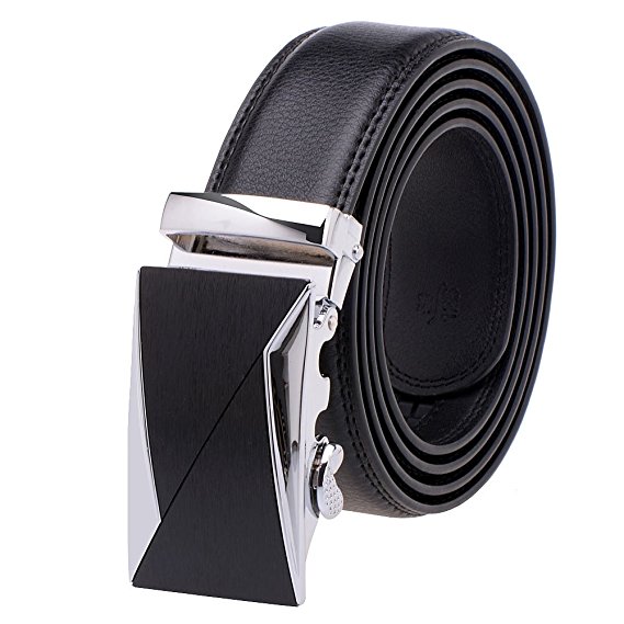 Vbiger Mens Leather Sliding Buckle Dress Belt