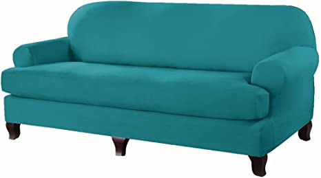 Serta | Stretch Fit Super Soft Micro-Suede Furniture Slipcover Protector, Lightweight Ultra Durable, T-Sofa, Aqua