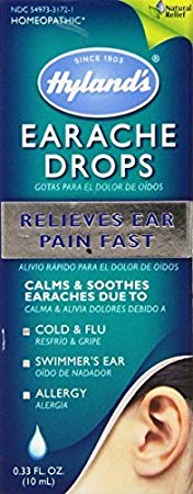Hyland's Earache Drops, Natural Homeopathic Cold & Flu Earaches, Swimmers Ear and Allergies Relief, 0.33 Ounce by Hyland's Homeopathic
