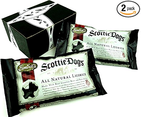Gimbal's All Natural Black Licorice Scottie Dogs, 11.5 oz Bags in a BlackTie Box (Pack of 2)