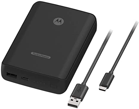 Motorola TurboPower Backup Pack- 10,000 mAh Portable Charger with 18W QC3.0, USB-PD for Moto G Power/Stylus/Fast, G7, Motorola Edge, Edge , Razr, One Vision/Vision Plus/Zoom, USB Type C