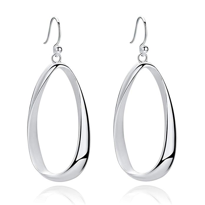 SA SILVERAGE Sterling Silver Twisted Hoop Earrings Oval Round Dangle Teardrop Earrings For Women