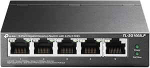 TP-Link TL-SG1005LP 5 Port Gigabit PoE Switch, 4 Ports PoE  30W 802.3af/at, 40W for All PoE Ports, Ethernet Switch, RJ45 Switch, Metal Case, Ethernet Power Strip, Plug and Use